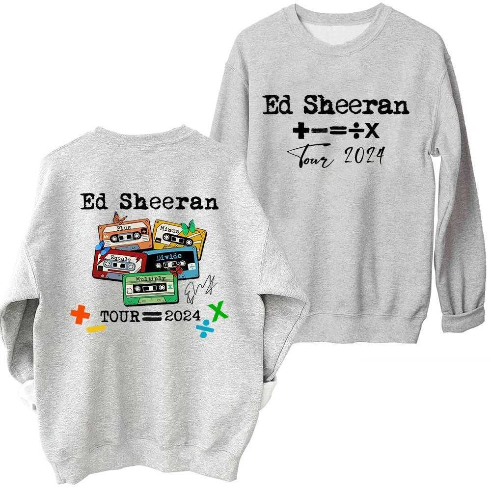Ed Sheeran Tour 2024 Tapes Sweatshirt Harajuku Round Neck Long Sleeve Oversized Hoodie Fans Gift X241228