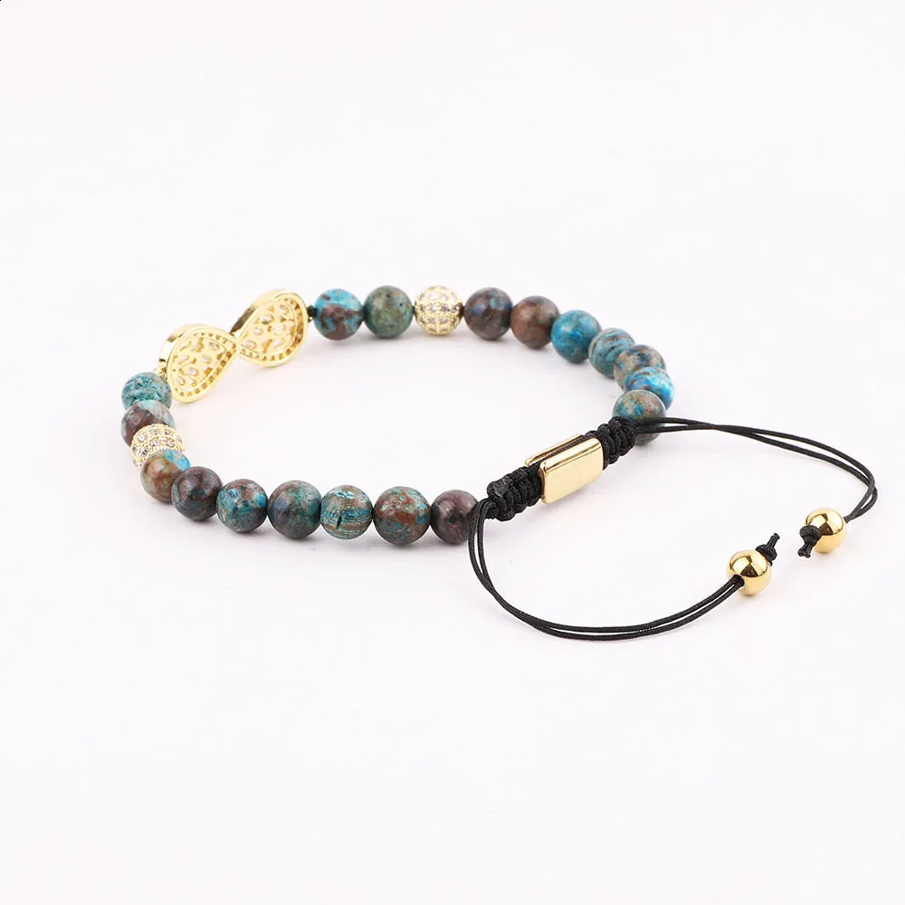 JARAVVI High Quality CZ Pave Infinity Charm Natural Stone Beads Macrame Friendship Bracelet Women Men Jewelry Gift 241227