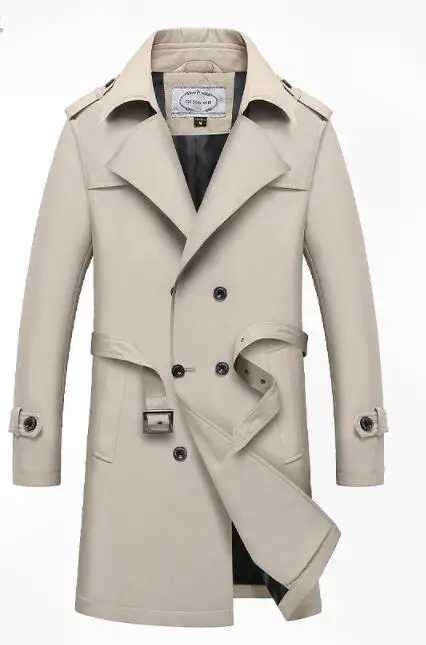 Mens X-Long Trench Jacket Male Business Casual Trenchcoat British Trench Men Slim Double Breasted Jacket W241228