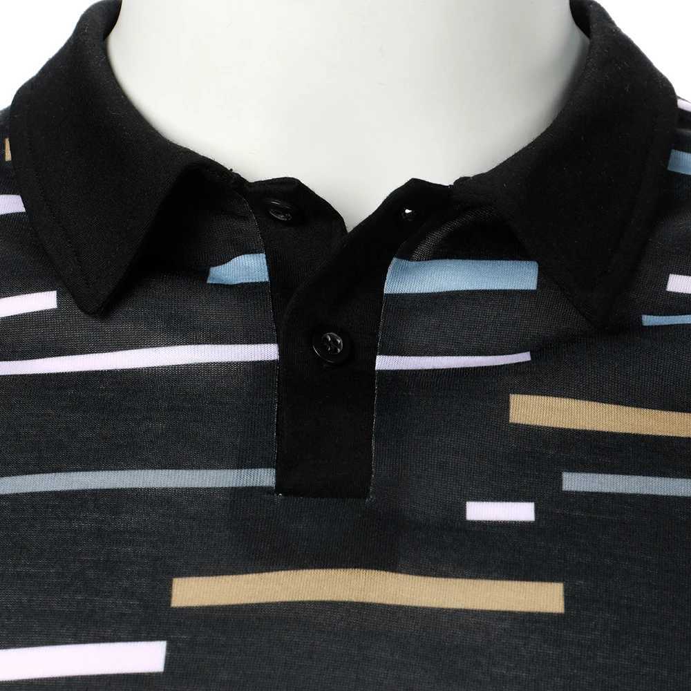 Mens T-Shirt Mens Short Sleeve T-Shirt Color Block Stripe Printed T-Shirt New Charm Mature shirt Casual Fashion Men Lapel Top X241228