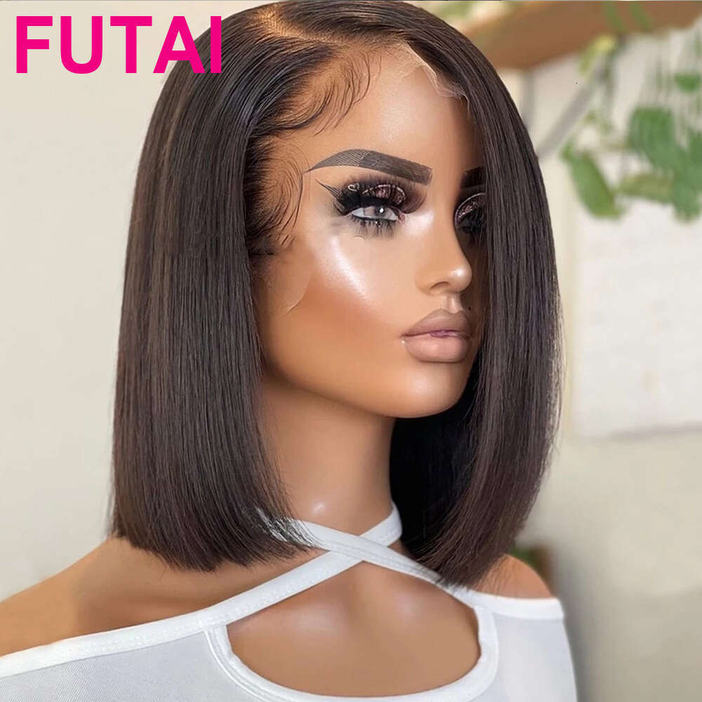 Bone Straight Real Hair Double Drawn BOB Front Lace Headset Wig Kq2 Kq2