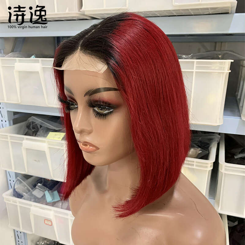 * 4 Lace Color 12A Double Draw Bob Human Hair Wig Kq1 Kq1