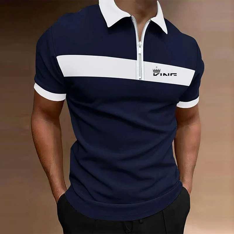 Novel and Mature Mens Top T-shirt Summer Zipper Style Mens shirt Shirt Stripe Contrast Color X241228