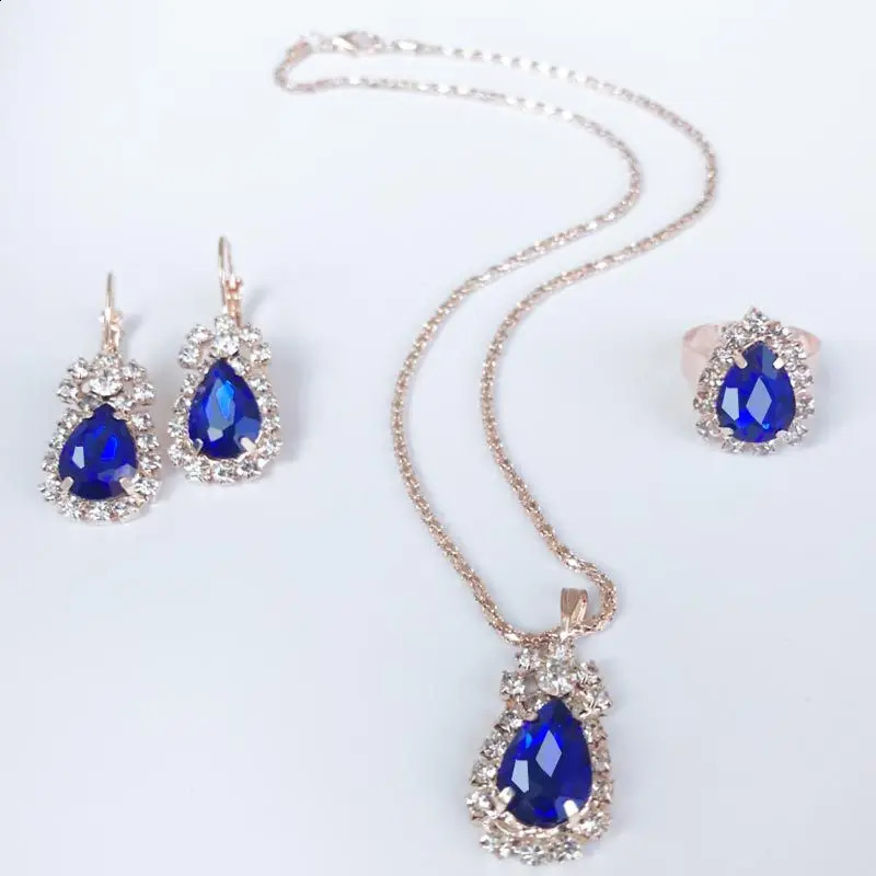 Latest drops jewel claw necklace set necklace Earrings rings three piece manufacturers wholesale 6pcs 241226