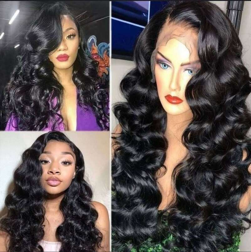 Wig For Ladies, 13 * 4 Front Lace Synthetic Headband, Black, Medium Split, Long Curly Hair, Big Wavy Wig Kq2 Kq2