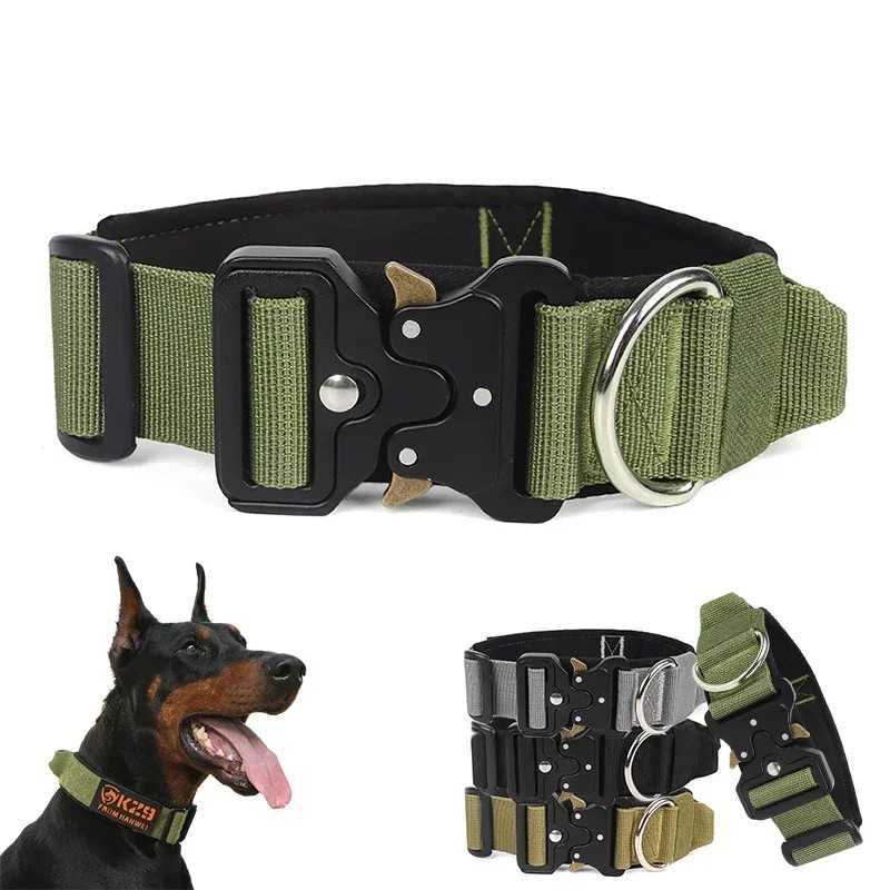 Duarable Heavy Duty Dog Collar With Control Handle Adjustable Nylon Dog Collars For German Shepard Medium Large Walking Training M241228
