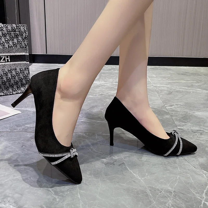 Style Womens High Heels Fashion Rhinestone Summer Stilettos Casual Versatile Pointed Party Dress Womens Shoes 241228