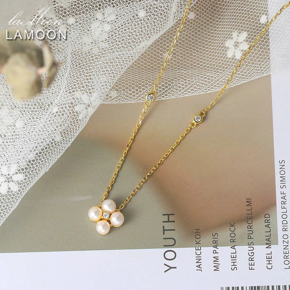 LAMOON S925 Silver Pearl Jewelry Set For Women Natural Freshwater Pearl 14K Gold Plated Wedding Engagement Fine Jewelry V073 241226