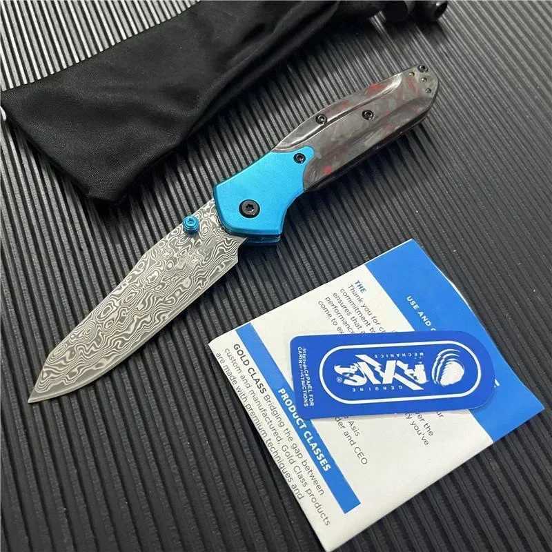 BM 945-221 Gold Mini O Sbor Ne Folding Knife 2.92 Vg10 Damascus Blade Caon Fiber Hand Outdoor Hunting Cam KnifeXJ241228