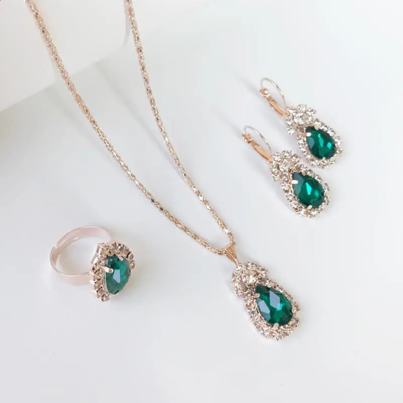Latest drops jewel claw necklace set necklace Earrings rings three piece manufacturers wholesale 6pcs 241226