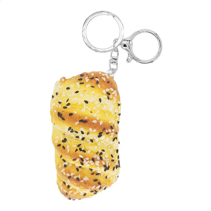 Creative simulation coconut bread keychain spoof gift decompression pinch fun bag charm personality accessories 241227