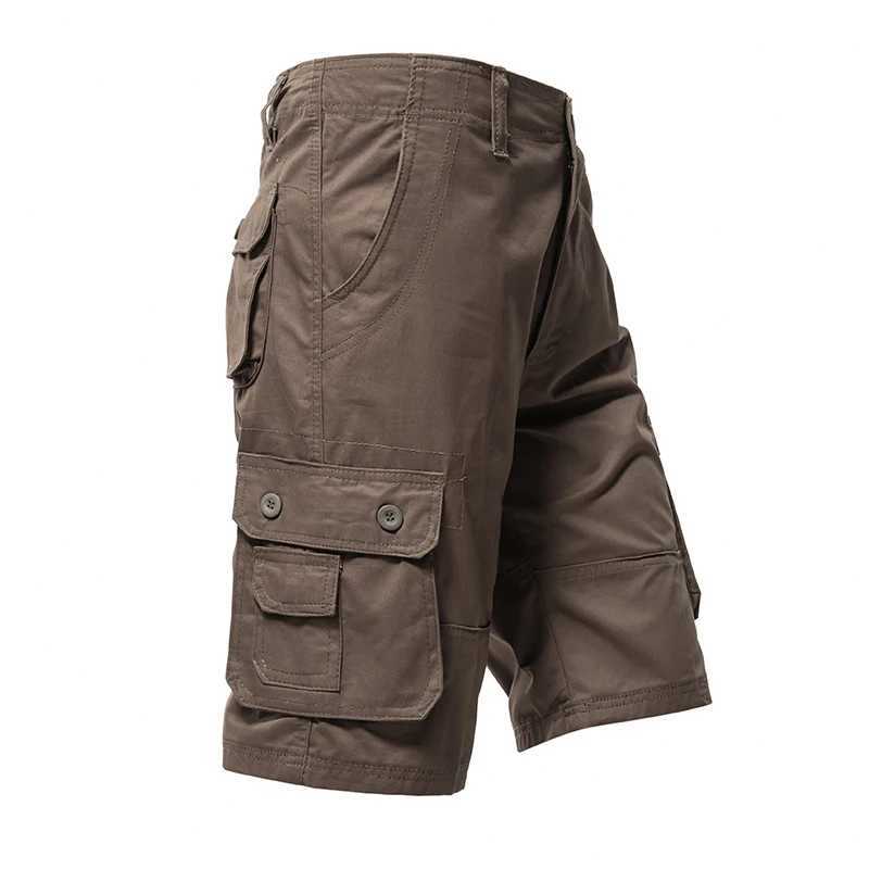 Mens Cargo Pants Knee Shorts Classic Summer Shorts Multiple Pockets Large Size Cotton Half Pants Khaki Army Green Shorts W250621