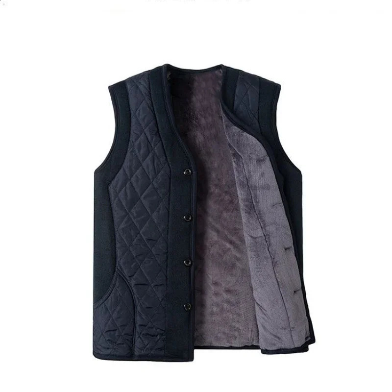 Fleece Warm Vest Coats Men Thick Lightweight Padded Lamb Plus Velvet Sleeveless Jackets Buttons Thermal Fashion 241220