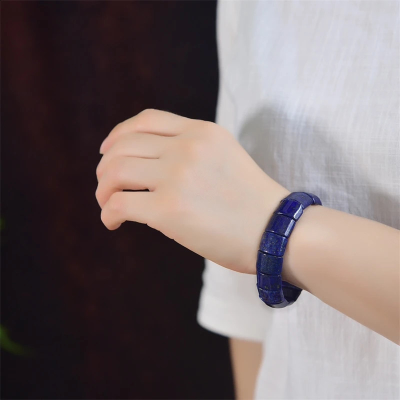 Natural Lapis Lazuli Bangle Reiki Healing Fengshui Stone Fashion Jewelry For Women Holiday Gift 1PCS 12x16MM 241227
