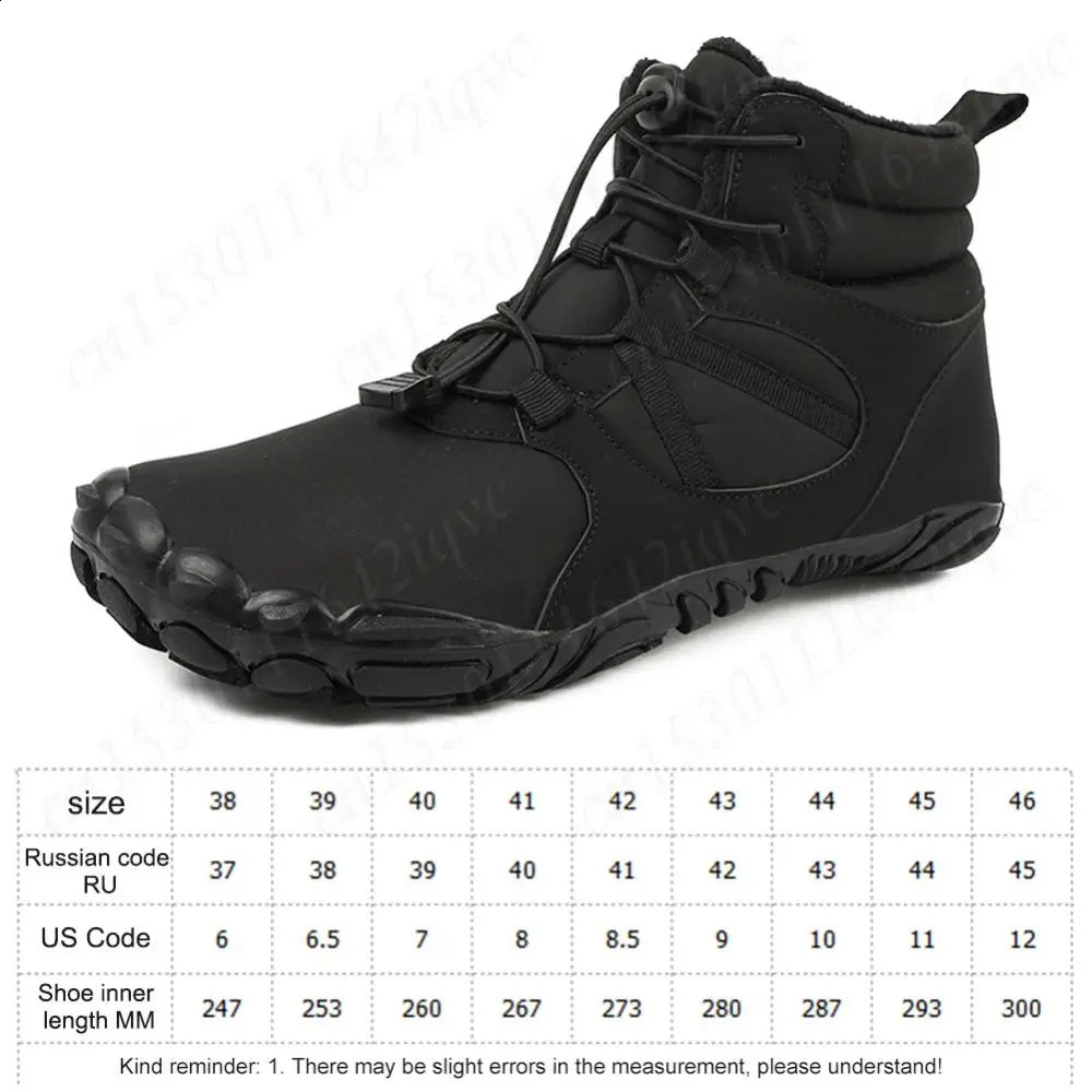 Winter Snow Boots Hiking Shoes Non Slip Casual Barefoot Shoes Winter Jogging Sneakers Waterproof High Top Trekking Shoes 241228