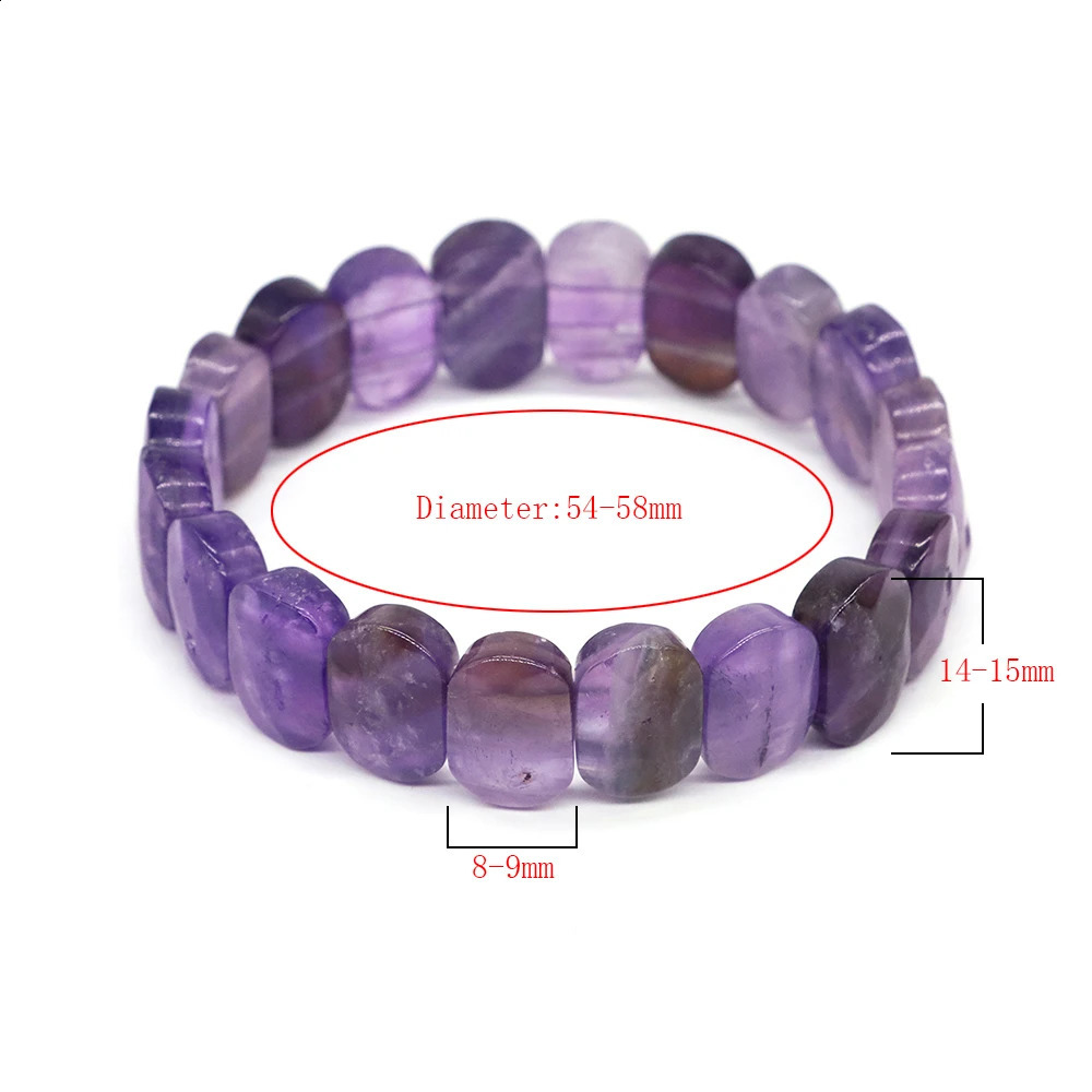 8x14mm Natural Cut Square Beads Strand Elastic Bracelets Amethyst Healing Crystal Energy Rectangle Bangle Women Jewelry Gift 241227