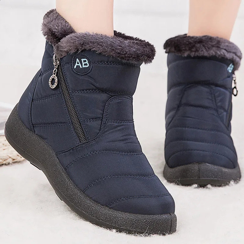 Womens Boots Ankle With Fur Winter Shoes Women Low Heels Snow Waterproof Botas Mujer Footwear 241223