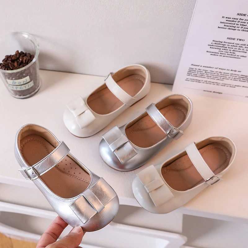 Autumn childrens apartment soft ultra-fine fiber fashionable bow Mary Jane baby girl casual shoes spring anti slip outsole childrens evening shoes W24