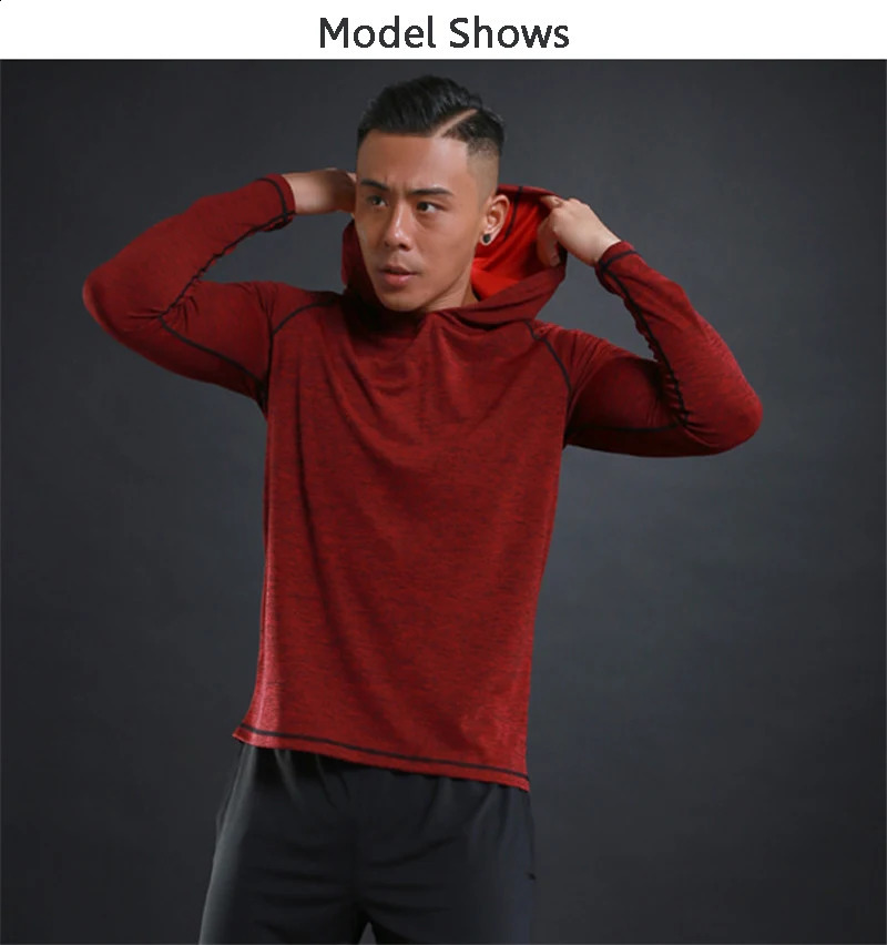 Solid Color Gym Clothing Long Sleeve Slim Fit Hooded TShirt Cotton Breathable Hoodie Mens Bodybuilding Fitness Muscle Sportwear 241223