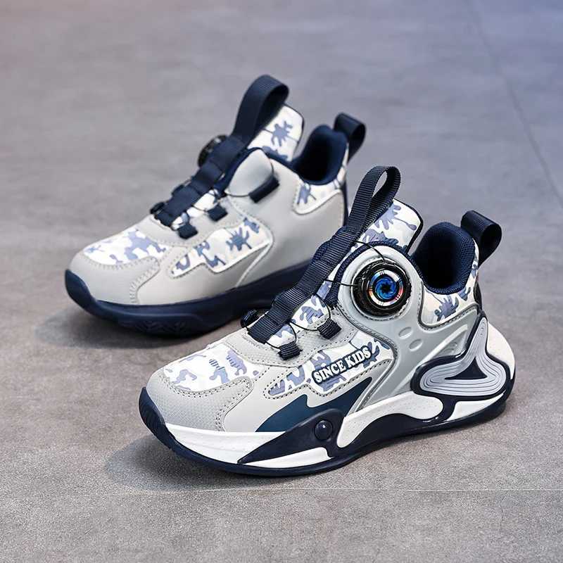 Children Basketball Shoes Swivel Button Boys Fashion Sneakers Girls School Sport Shoes Kids Casual Trainers Outdoor Shoes W241228