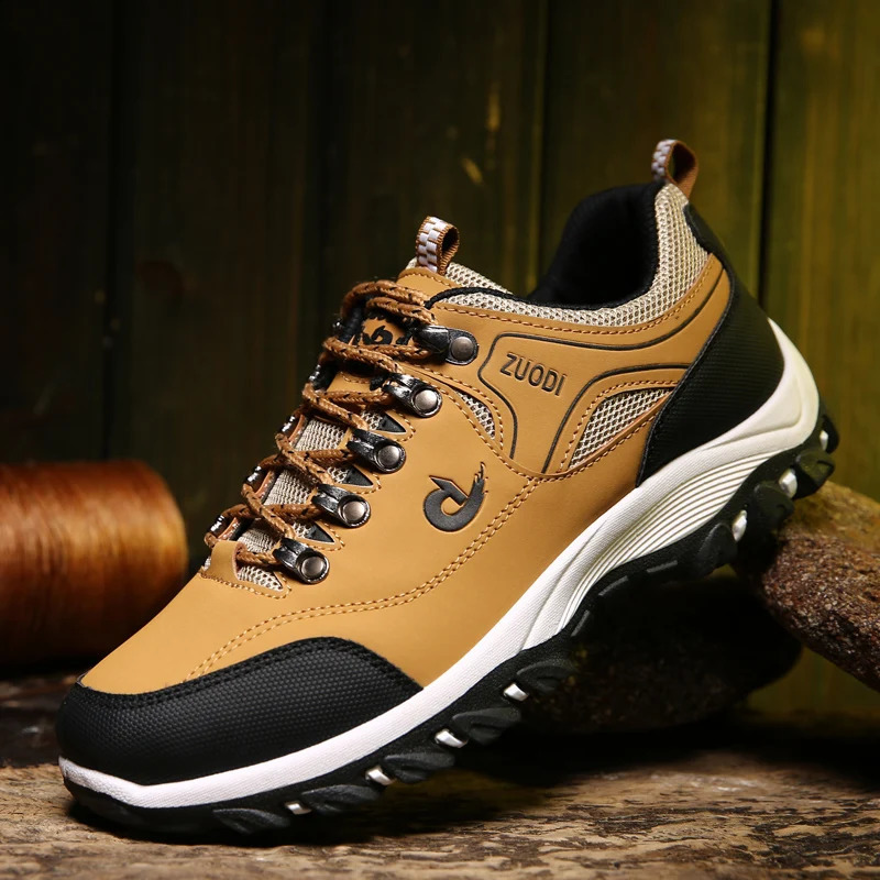 Mens Hiking Shoes Waterproof Leather Outdoor PU Shoes Wear-resistant Men Trekking Walking Hunting Tactical Sneakers 241228