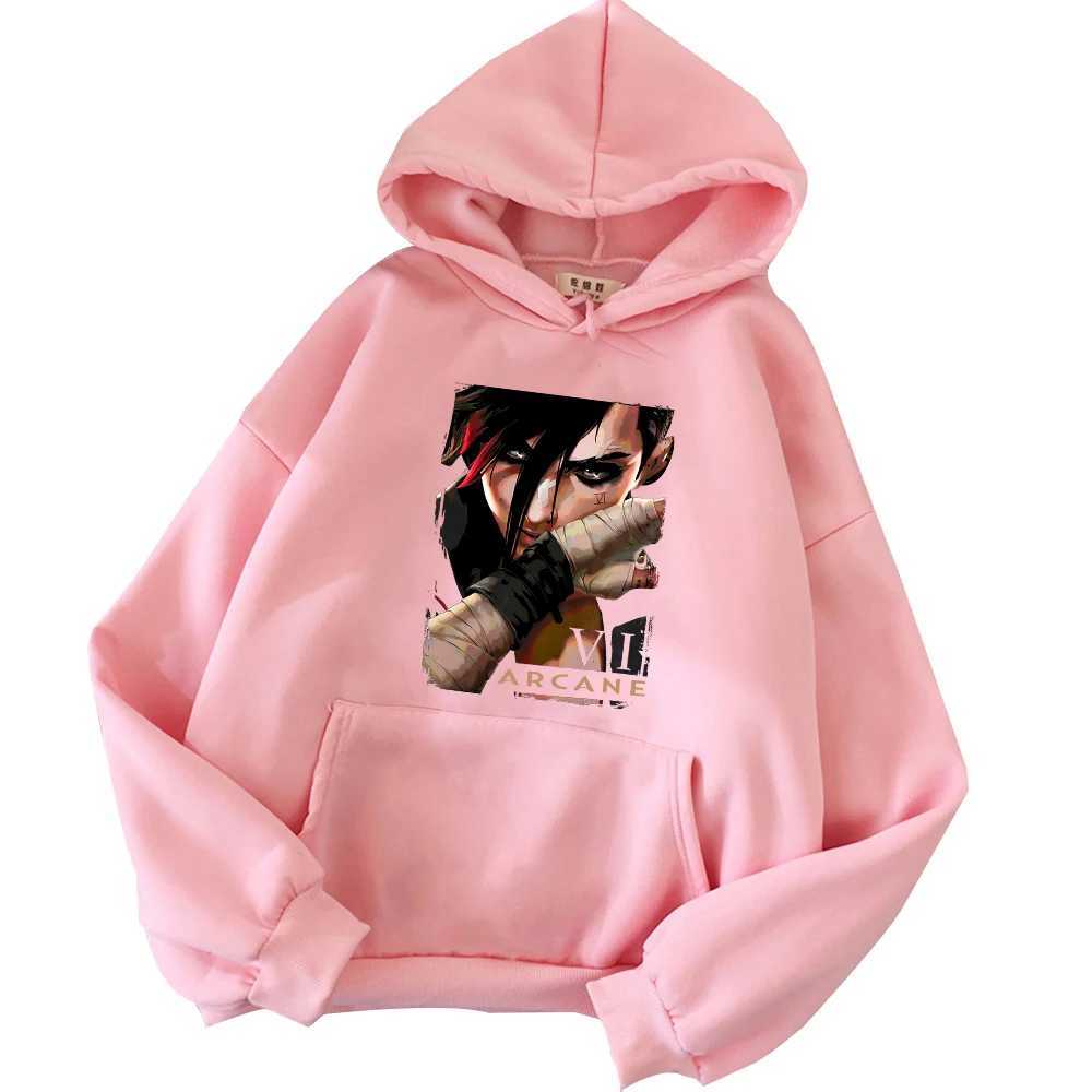Arcane Vi Hoodie Harajuku Pullover Tops Sweatshirt Fans Gift X241228