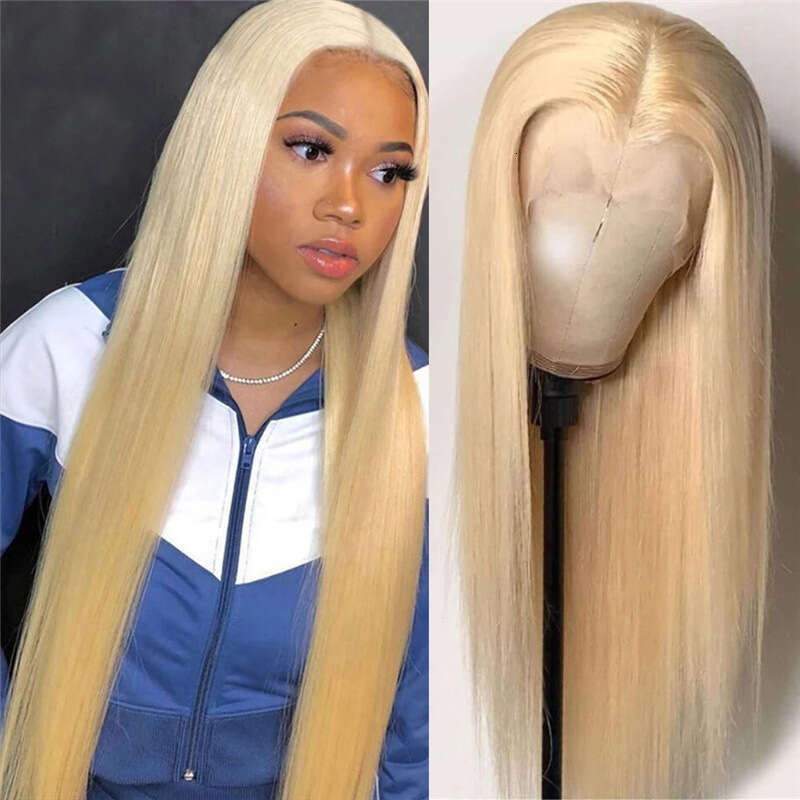 Chemical Fiber Front For Women With Long Straight Hair 613 Gold Headband Wig T-Shaped Lace Hook Technique Kq2 Kq2