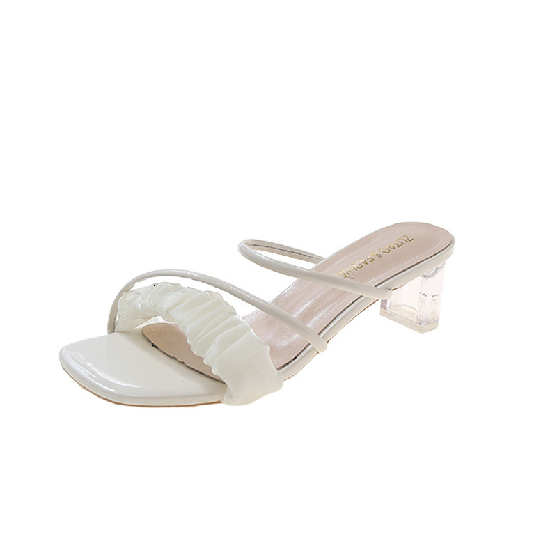 New Summer Ddmywed Transparent Sandals Women S Thick Crystal High Heels Fairy Style One Line Strap Slippers Chinese Brand Shoes F Ddmysaturn