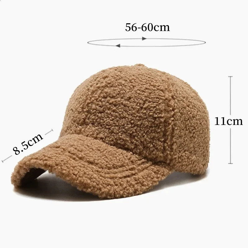 Winter Women Baseball Cap Men Artificial Lamb Wool Duck Tongue Hats Plush Thickened Warm Fashion Solid Velvet Sunshade Hat 241227