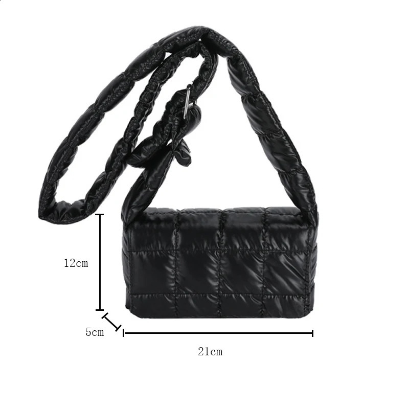 Fashion Quilted Tote Bag Winter Lightweight Warm Down Cotton Padded Plaid Shoulder Bags Women Underarm Bags Puffy Handbags 241227