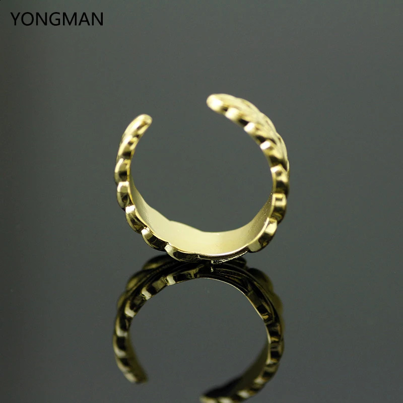 YONGMAN Fashion Womens Girls 5PCS 18K Gold Plated Leaf Finger Rings Toe Adjustable 241225