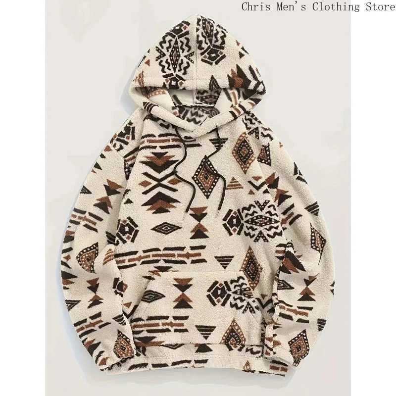 New Personality Fashion Bear Mens Hoodie Autumn and Winter Thickened Warm Plush Soft Hoodie Home Comfort Sports Hoodie X241228