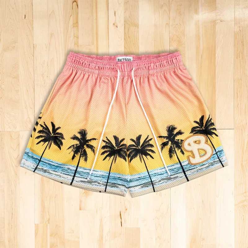 American BKTSQD trendy mesh retro shorts for mens casual quick drying sports running and fitness basketball quarterback XJ250228