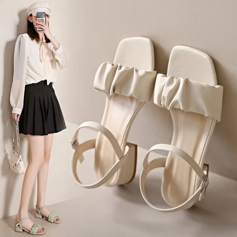 Sandals womens high heels with skirt in summer wear a line with temperament women shoes fairy style single casual 241228