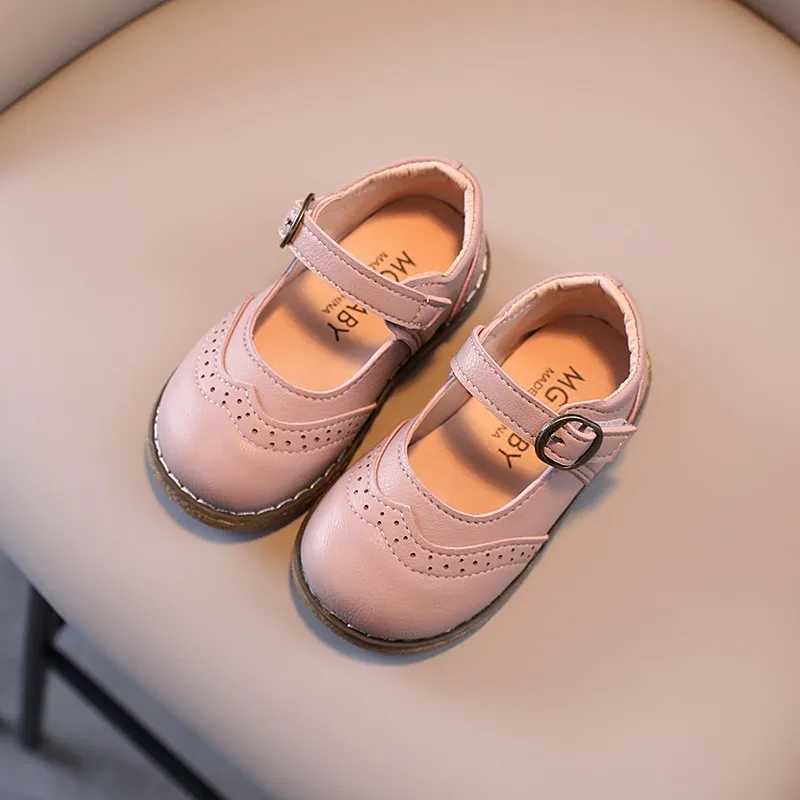 Girls Mary Janes Elegant Classic British Sle Solid Color Childrens Leather Boots 21-30 Baby Spring Summer Childrens Flat Shoes W241228