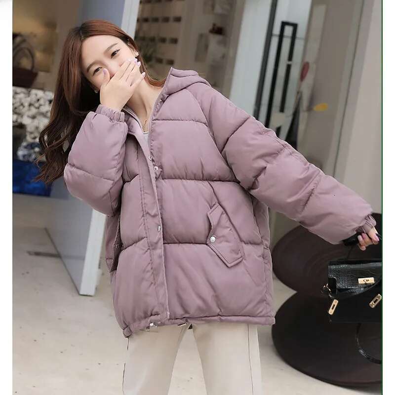 Short Oversize Parka Warm Thick Cotton Coat Loose Hooded Padded Women Winter Jacket Q1913 M7h 201127