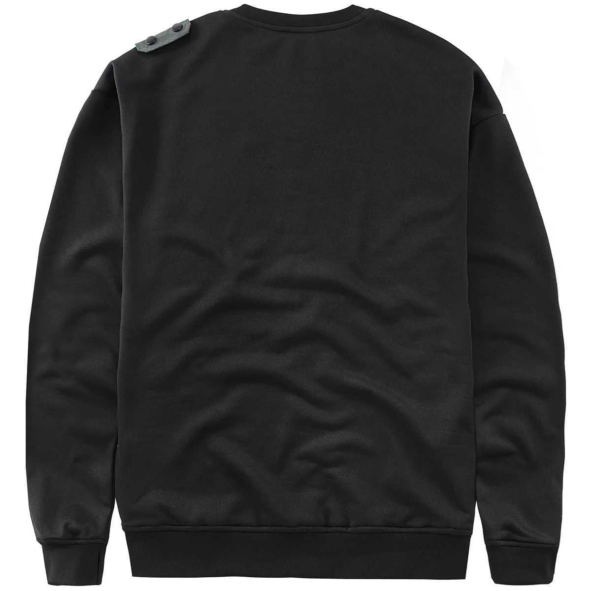 Fashion Men Black Techwear 100% Cotton Patch Stich Long Sleeve T-Shirts Autumn Mens Oversized Locomotive Style Tooling T Shirt X2412281