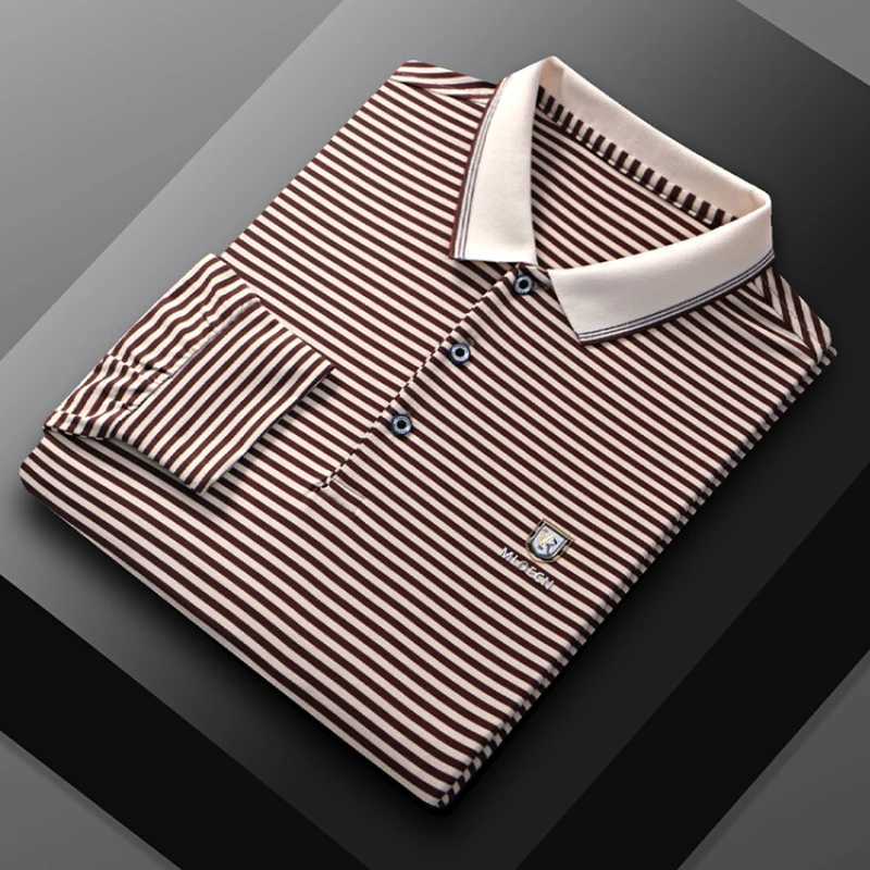 Business casual breathable street style mens striped shirt shirt wearing long sleeved tie T-shirt every day. M-4XL X241228