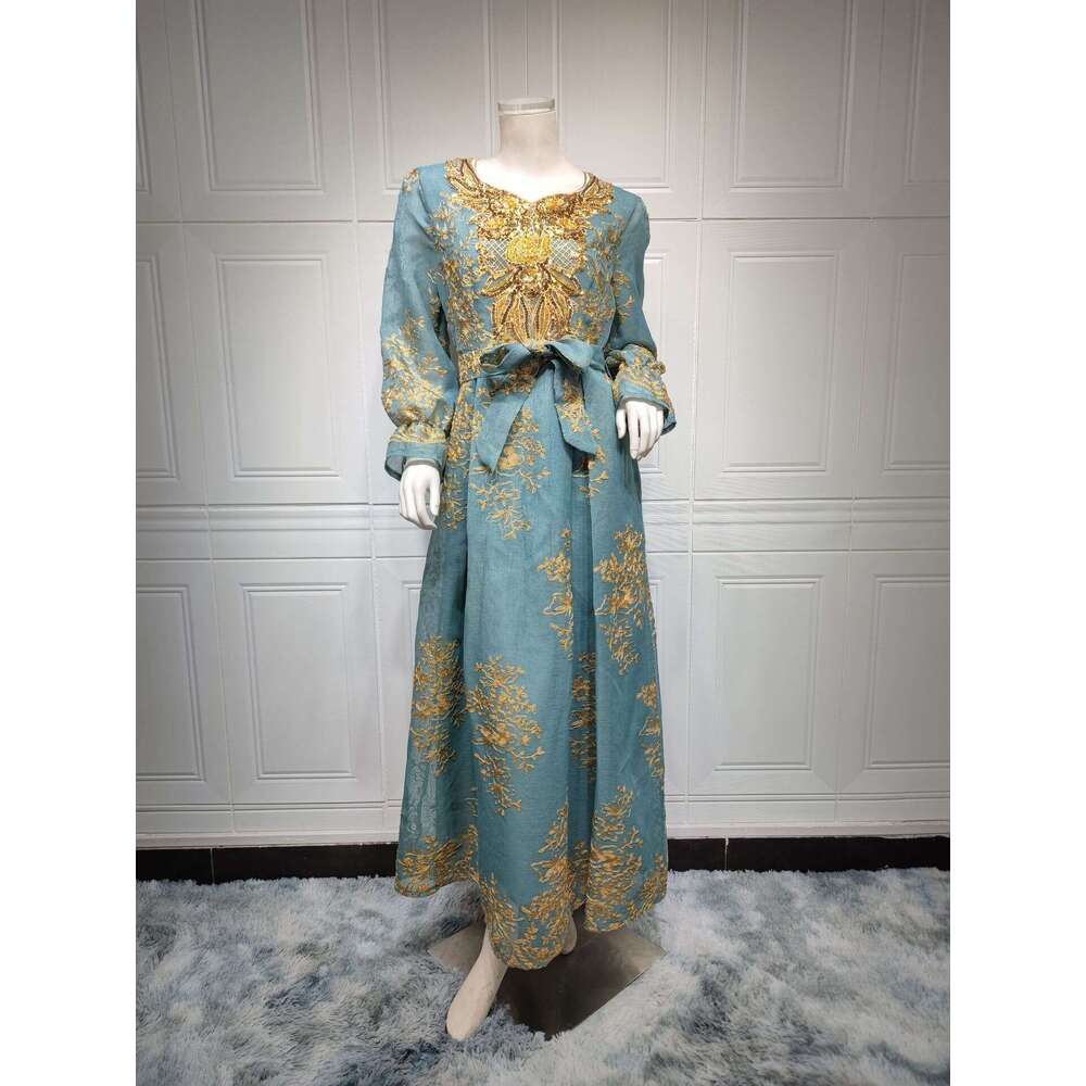 Eid Al Adha Arab Dubai Embroidered Decal Dress Muslim Party Banquet Robe