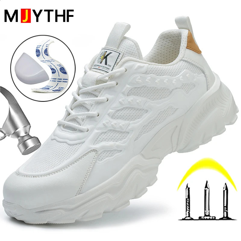 White Safety Shoes Men Steel Toe Boots Work Sneakers Antismash Antipuncture Indestructible Sport Protective 241223