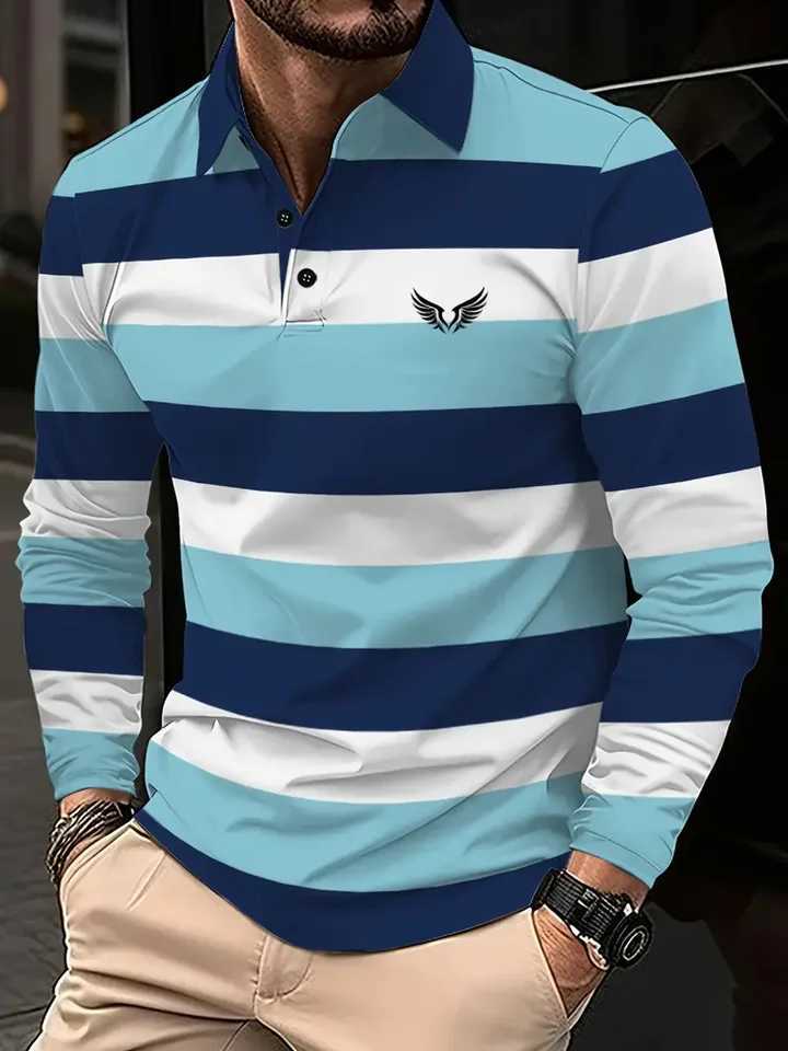 Classic minimalist striped long sleeved mens shirt fashion autumn and winter casual oversized sport pullover mens Clothing X241228