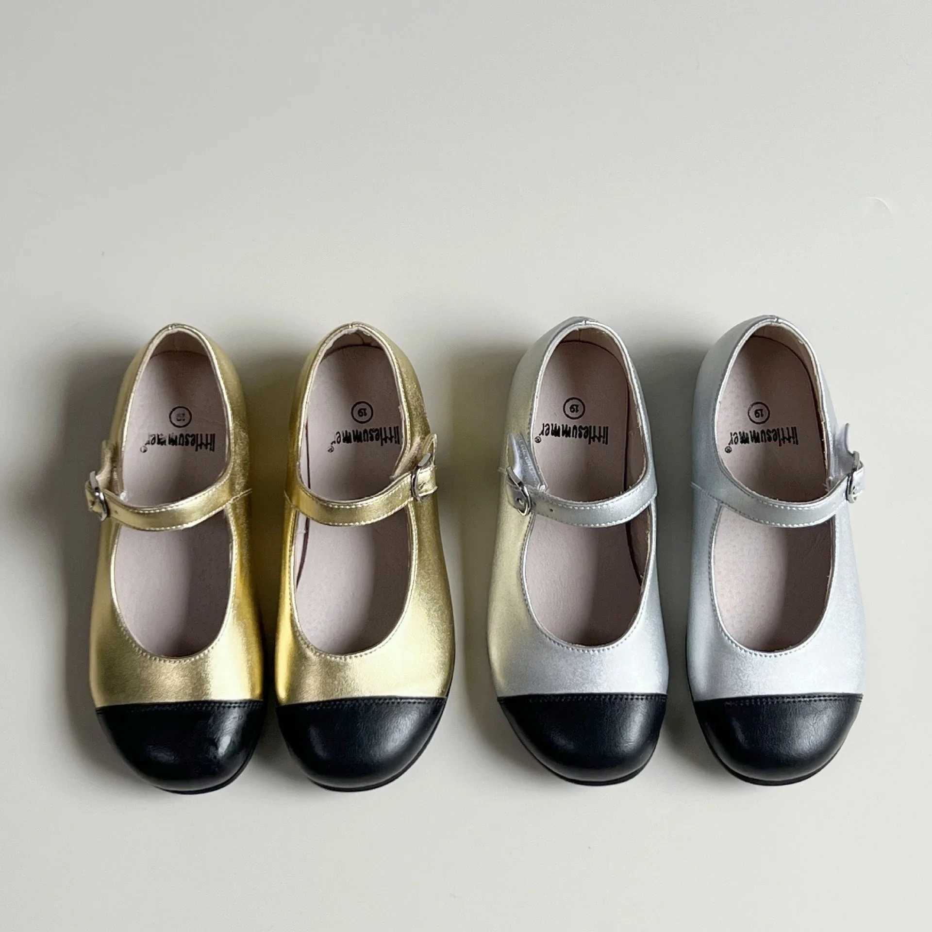 Authentic leather childrens apartment fashionable Mary Jane girls casual shoes high curve cowhide mixed color childrens dance shoes W241228