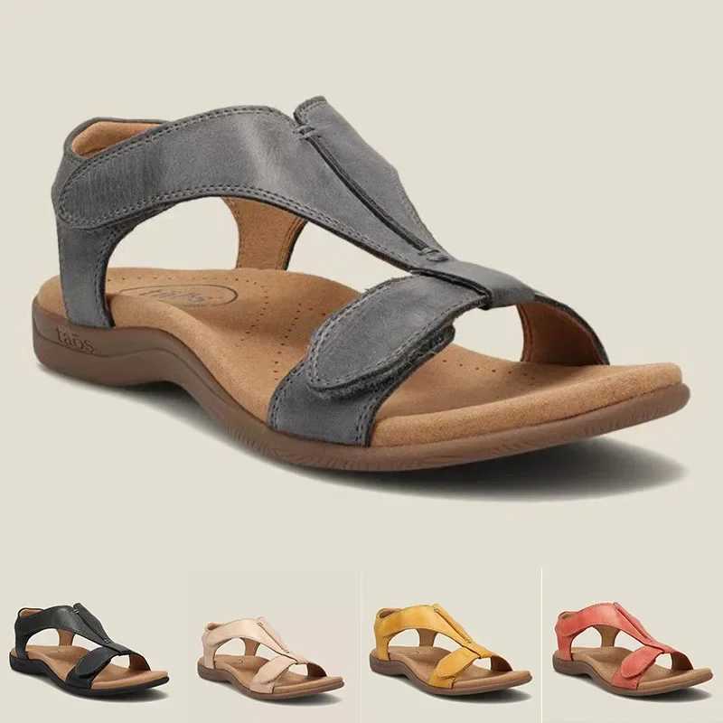 PU Leather Sandals for Women Summer Women Shoes Retro Lightweight Strap Ankle Walking Shoes Durable Soft Beach Slip on Sandalias M241227