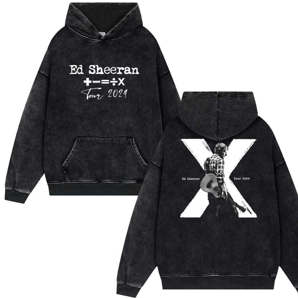 Ed Sheeran Tour 2024 Vintage Washed Hoodies Man Woman Harajuku Anime Popular Muscic Fans Gift Unisex Pullover Couple Sweatshirt X241228