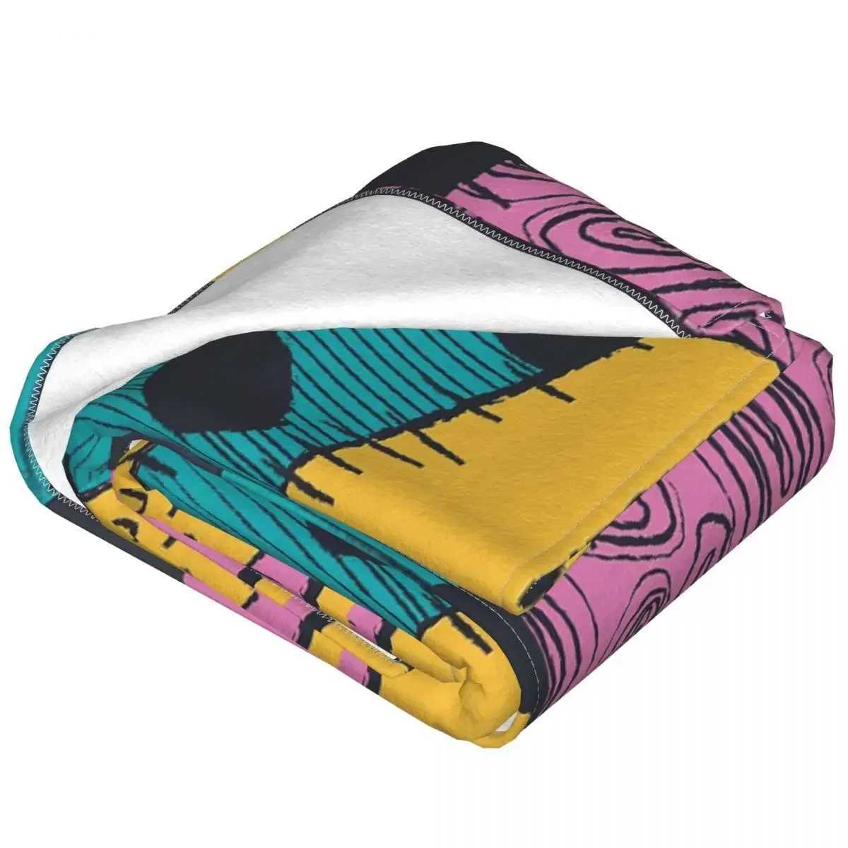 Nightmare Sewn Pattern Blanket Cover Fleece Nightmare Before Christmas Super Warm Throw Blanket for Car Sofa Couch Bedroom Quilt Z241228