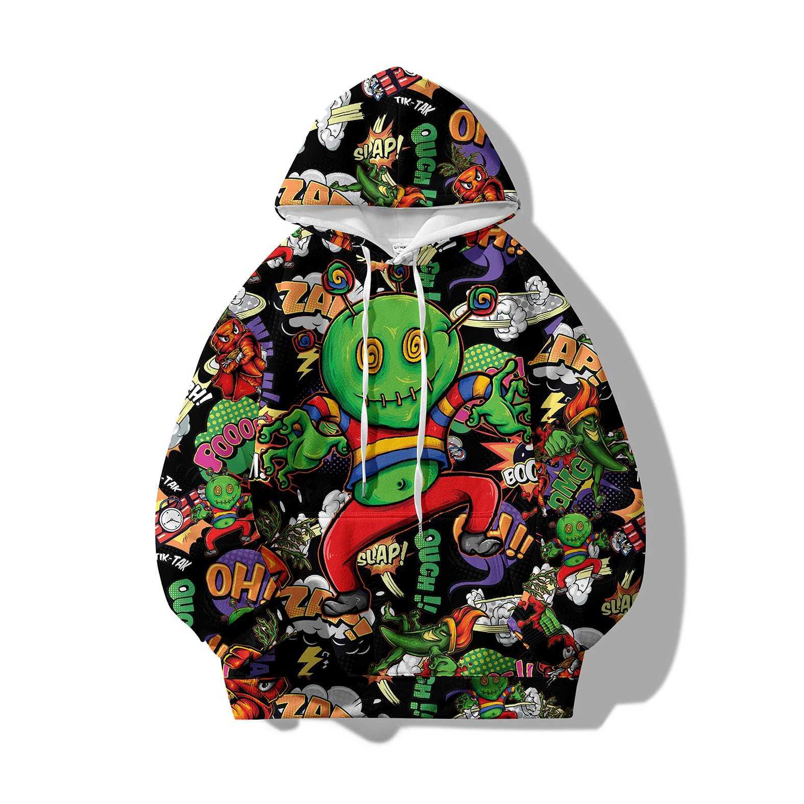 The new spring hoodie is fashionable and versatile featuring 3D digital printed cartoon patterns suitable for both young and old people X241228
