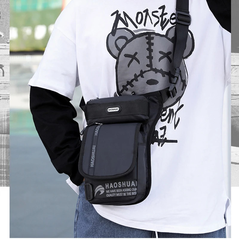 Men Leg Hip Drop Waist Bag for Rider Motorcycle Military Assault Travel Waterproof Nylon Messenger Bum Belt Fanny Pack Thigh Bag 241228