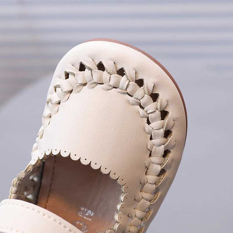 Girls princess shoes woven with ruffles three color retro childrens flat shoes 21-35 Pu leather four season hook and loop childrens shoes W241228