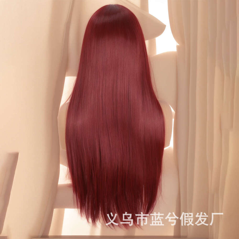 Fashionable New 28 Inch 13 * 4 Front Lace Bury Long Straight Hair With Medium Split High-Temperature Silk Synthetic Wig Kq2 Kq2