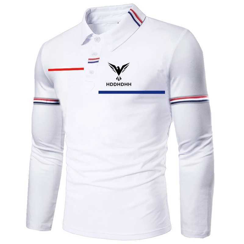 HDDHHH brand printed spring and autumn shirt shirt mens long sleeved T-shirt with loose collar solid color bottom X241228